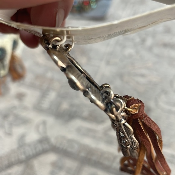 Poetic Spirit -Jewelry making accessory. Silver, Turquoise stone & brown leather - Picture 4 of 16